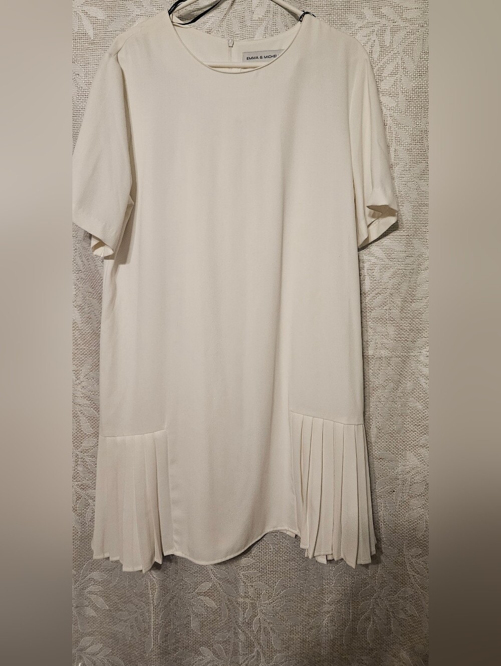 Emma & Michele Cream Midi Shift Dress with Pleated Hem